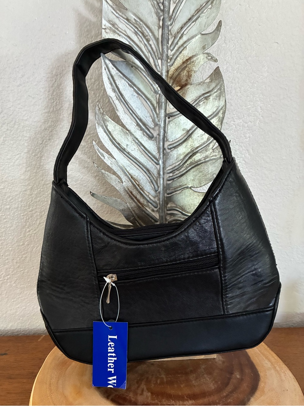 Classic Black Leather Shoulder Bag